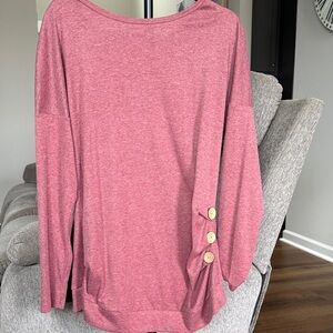 Women's Pink/mauve Button-Accent light sweater top
